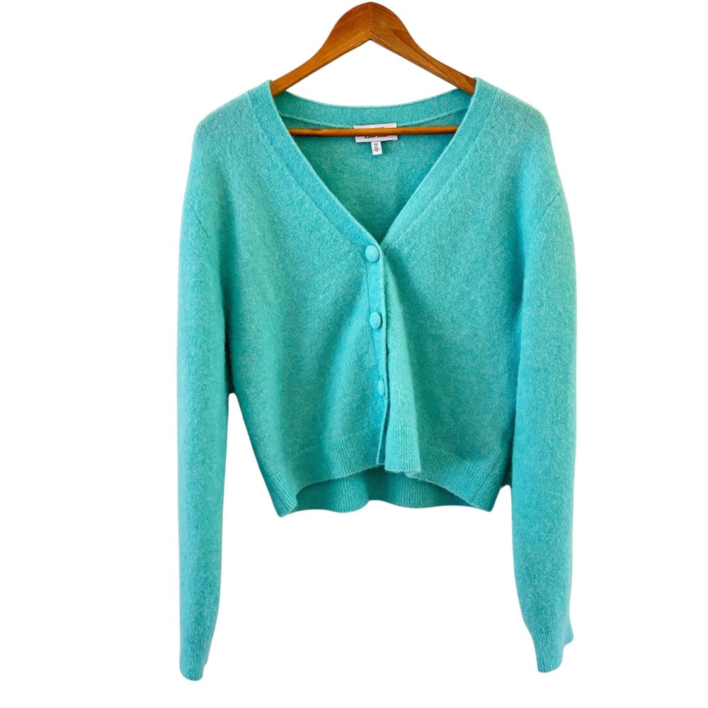 & Other Stories Cardigan Womens M Blue Alpaca Wool Blend Fuzzy Paris Chic